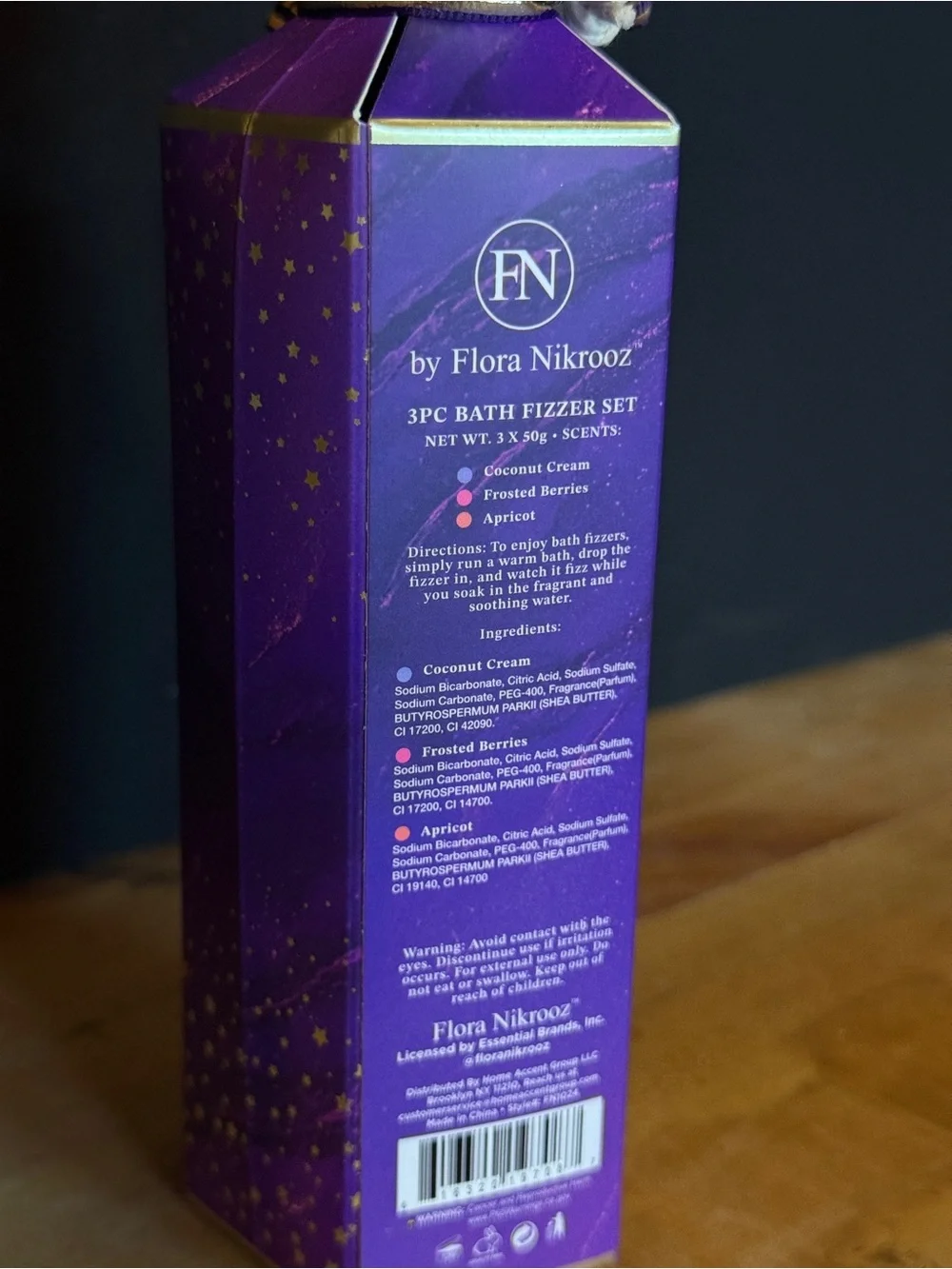 Flora Nikrooz Purple Bath Fizzer Gift Set with Gold Accents